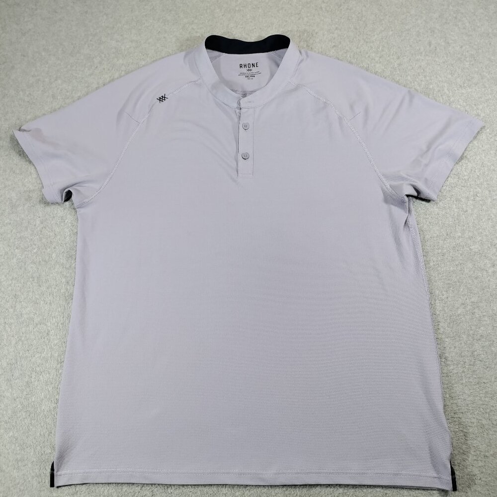 Rhone Shirt Men XXL Purple Delta Pique Band Collar Performance Polo Tencel Blend